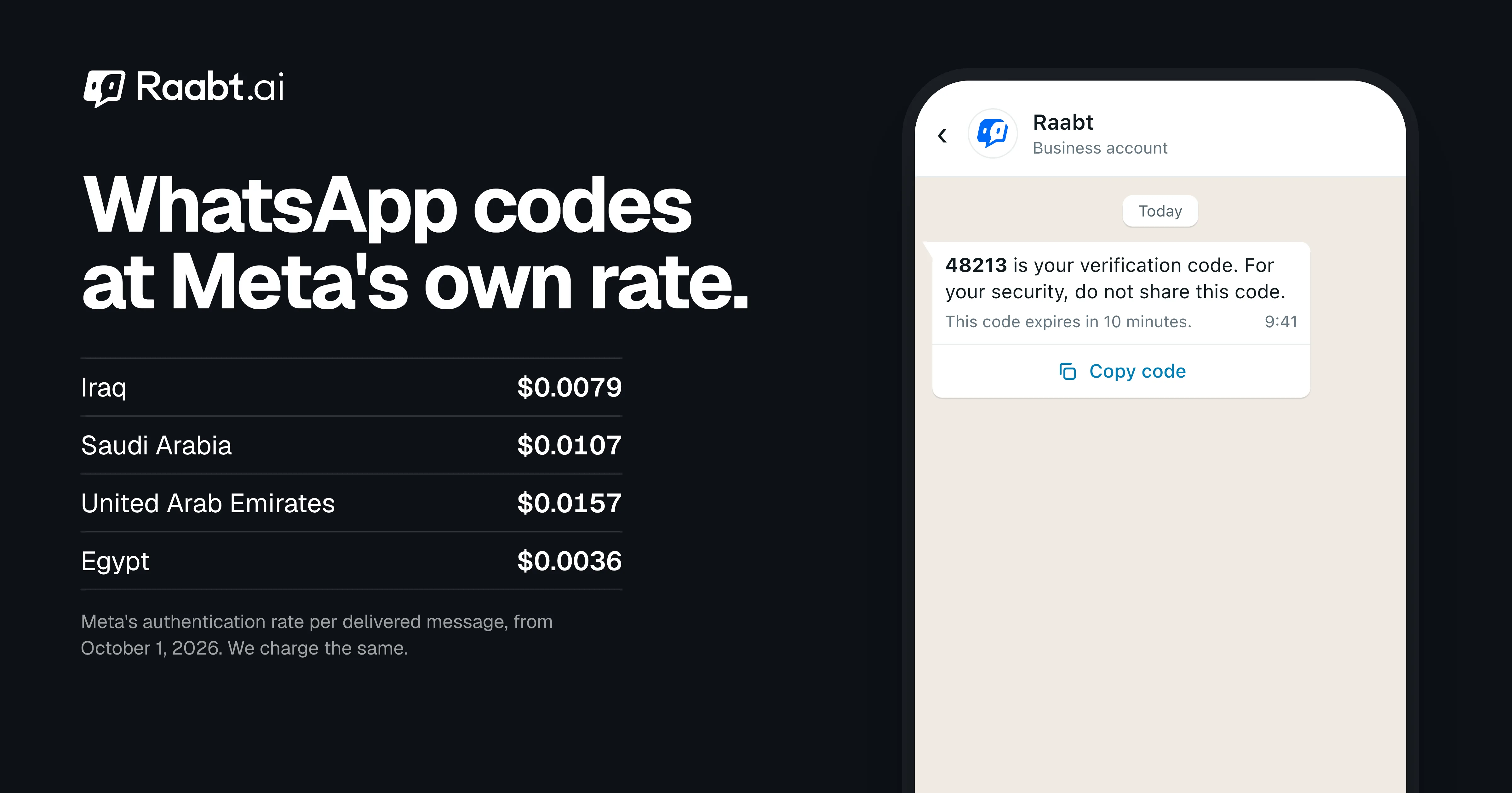 API de OTP do WhatsApp pelo preço exato da Meta (out/2026)